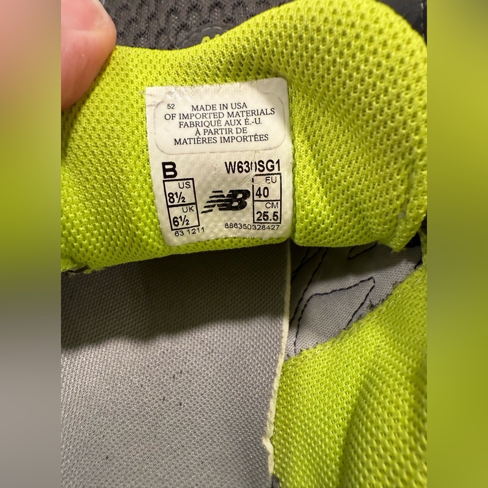 New Balance Woman’s 630 Gray & Lime Green Running Shoes Size 8.5 - Picture 9 of 10